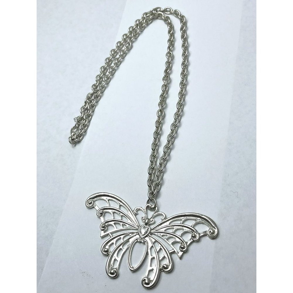 Vintage Large Butterfly Pendant Necklace